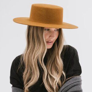 Gigi Pip Dahlia Boater Hat Size M/L 59 EUC Brown